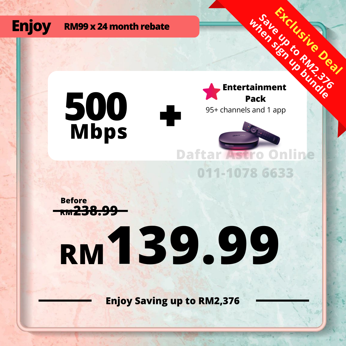 Astro 500Mbps + Astro One - Entertainment Pack